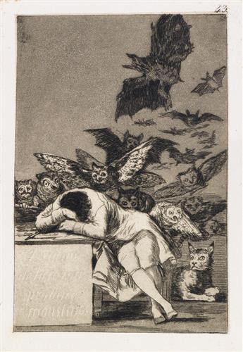 FRANCISCO JOSÉ DE GOYA Group of 5 etchings with aquatint.